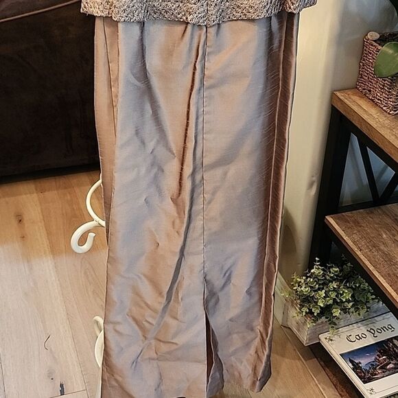 KM collection size 8P long formal dress and jacket taupe gold champagne color - Picture 11 of 16